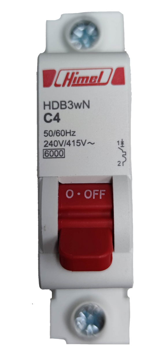 Electx Electrical Supply 4A miniature circuit breaker with red switch and C4 rating