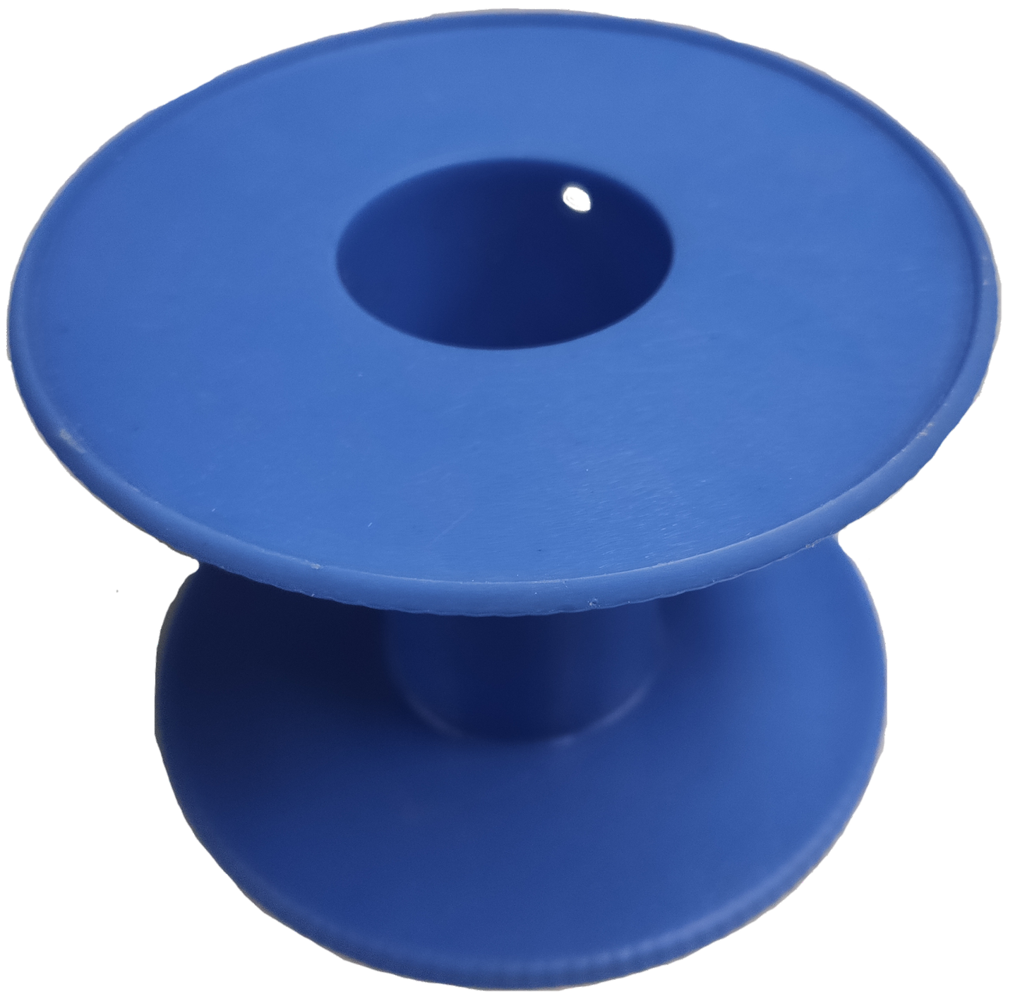 Local handicraft 5 lbs plastic wire spool empty blue reel with wide flanges and center hole