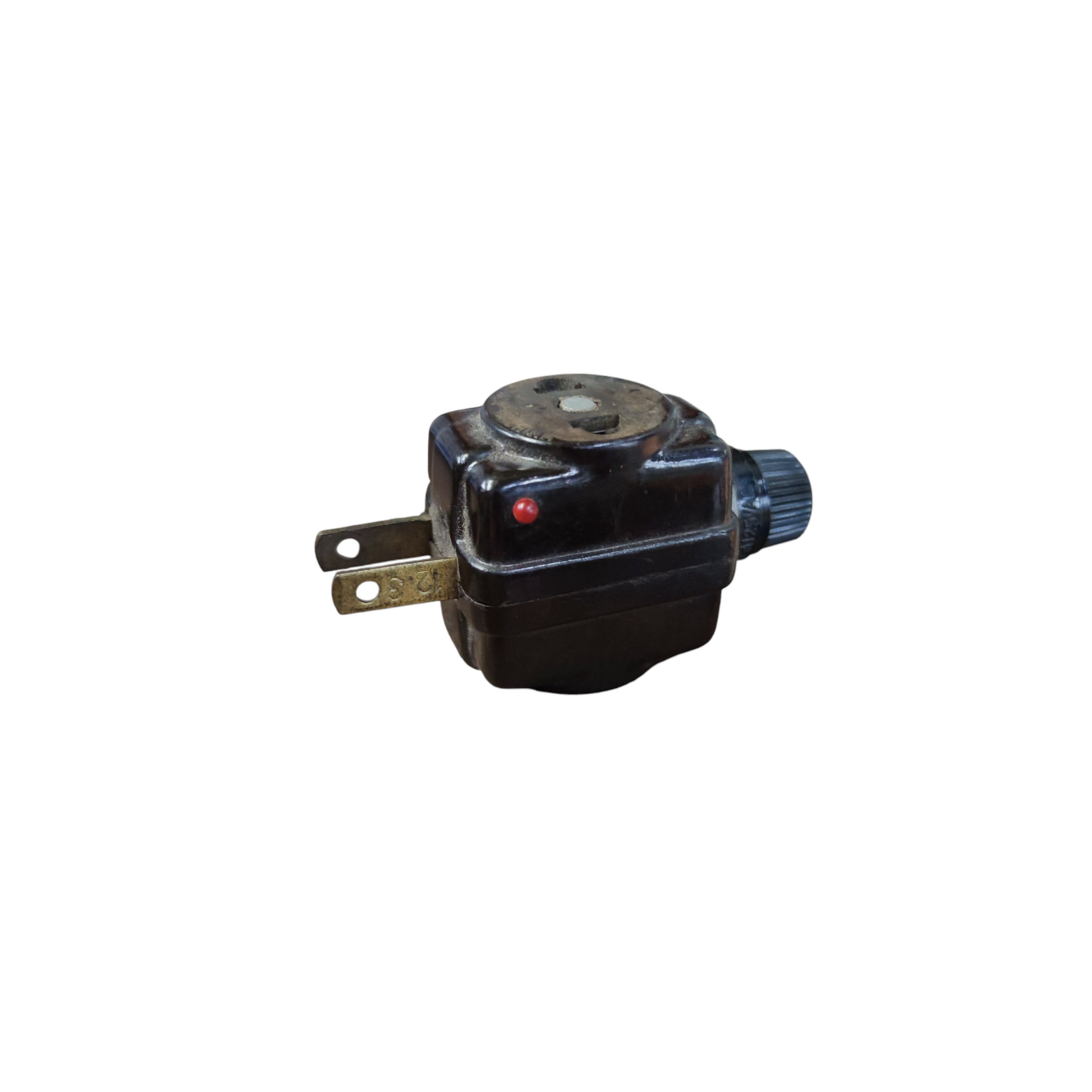 Black 500W power saving plug with metal prongs and red indicator light from China