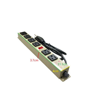 6 gang extension outlet with switch power strip with six sockets and black cord from China