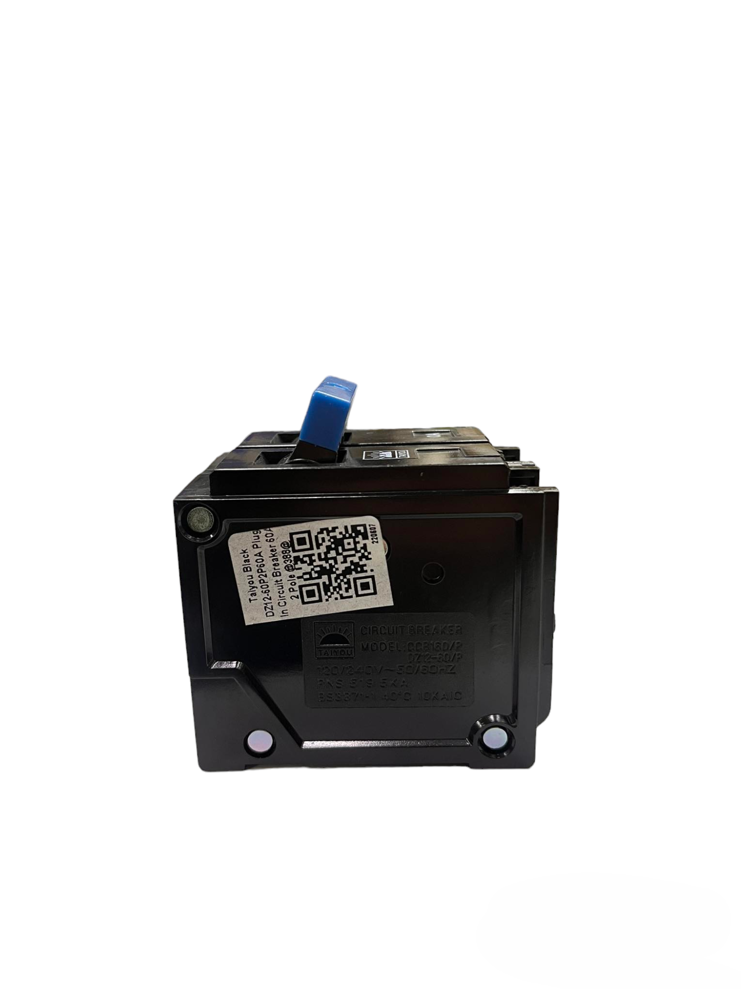 Taiyou 60A 2 Pole Circuit Breaker Plug-in with blue toggle switch for electrical protection