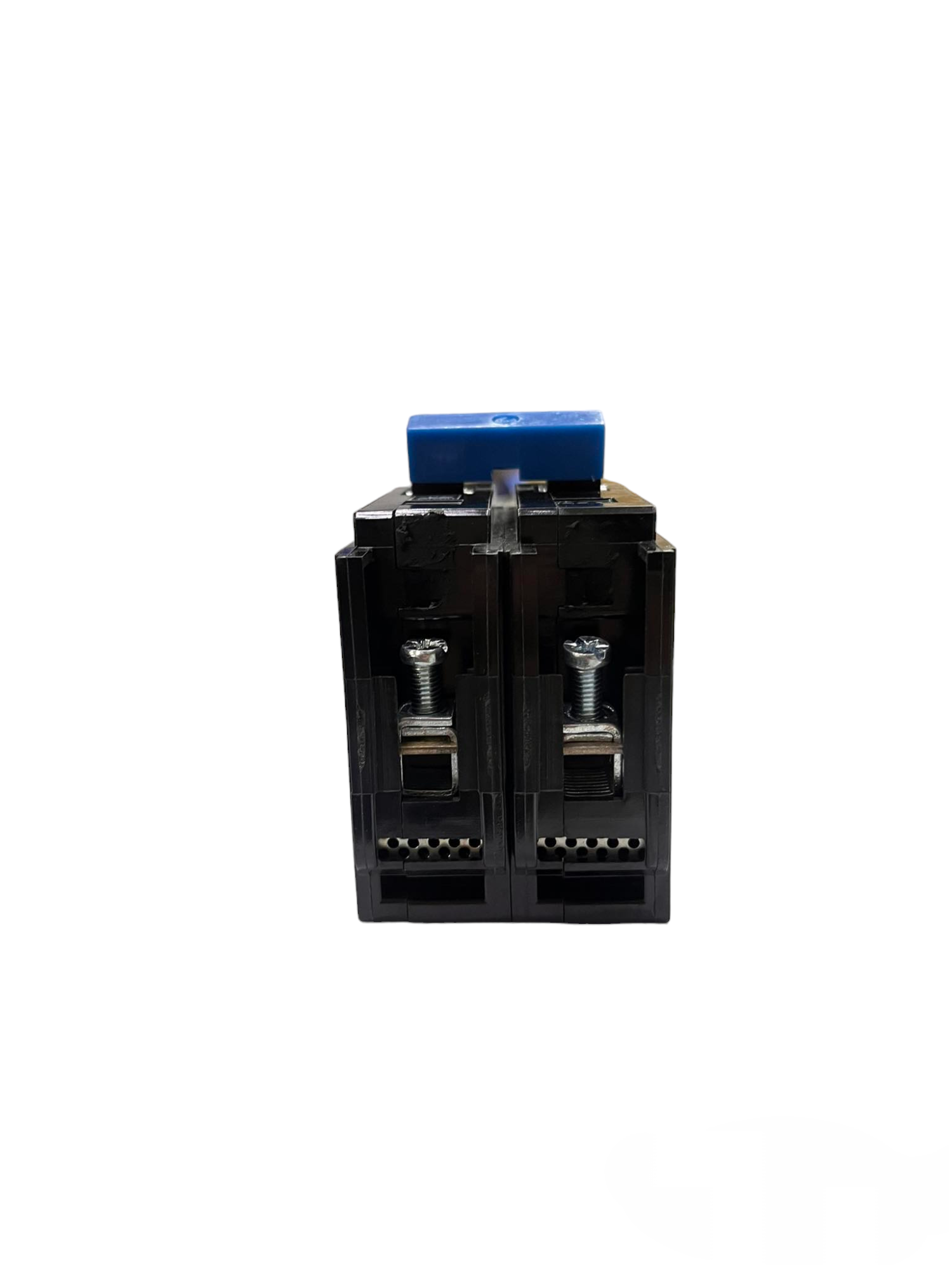 Taiyou 60A 2 Pole Circuit Breaker Plug-in in black with blue toggle switch for electrical protection