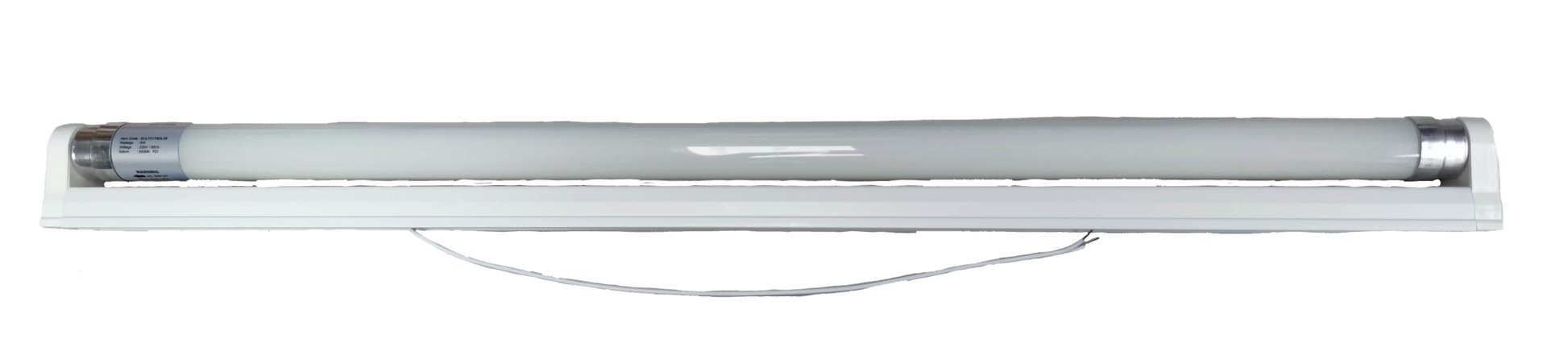 Ecolum 8W LED T8 fluorescent lamp with sleek white design for energy-efficient lighting