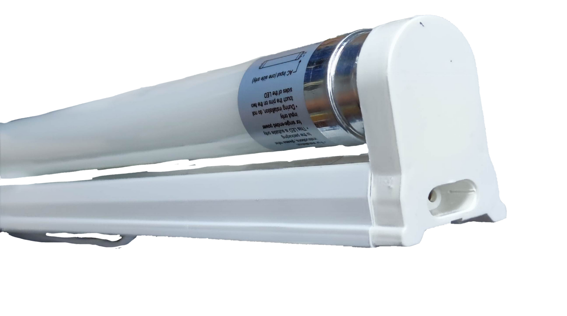 Ecolum 8W LED T8 fluorescent lamp with white housing and end cap for energy-efficient lighting