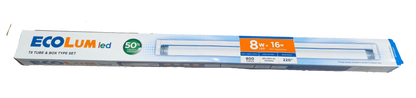 Ecolum 8W LED T8 fluorescent lamp in packaging for energy-efficient lighting solutions