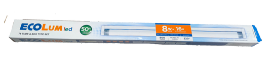 Ecolum 8W LED T8 fluorescent lamp in packaging for energy-efficient lighting solutions