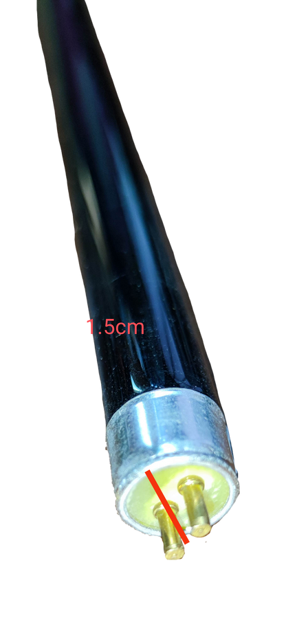 8W T5 black light bulb with glass tube and metal pins for lighting applications