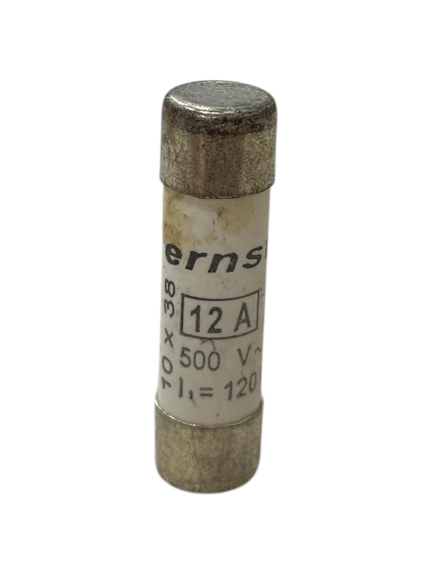 Ceramic Fuse 12A 500V 10x38mm electrical component with metal end caps from China