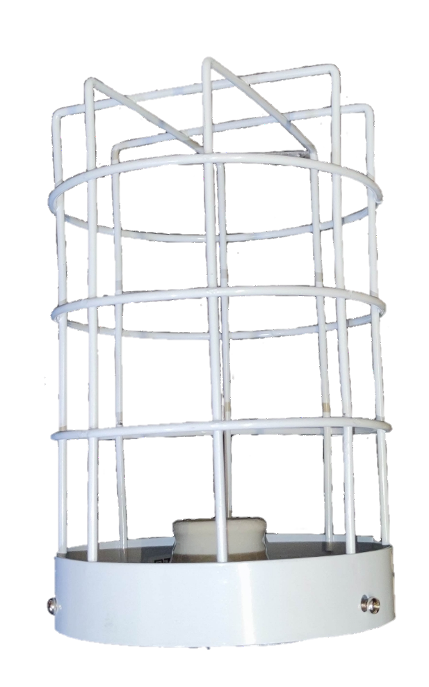 Amco white metal E27 lamp guard 16 cm cage style protective lighting accessory