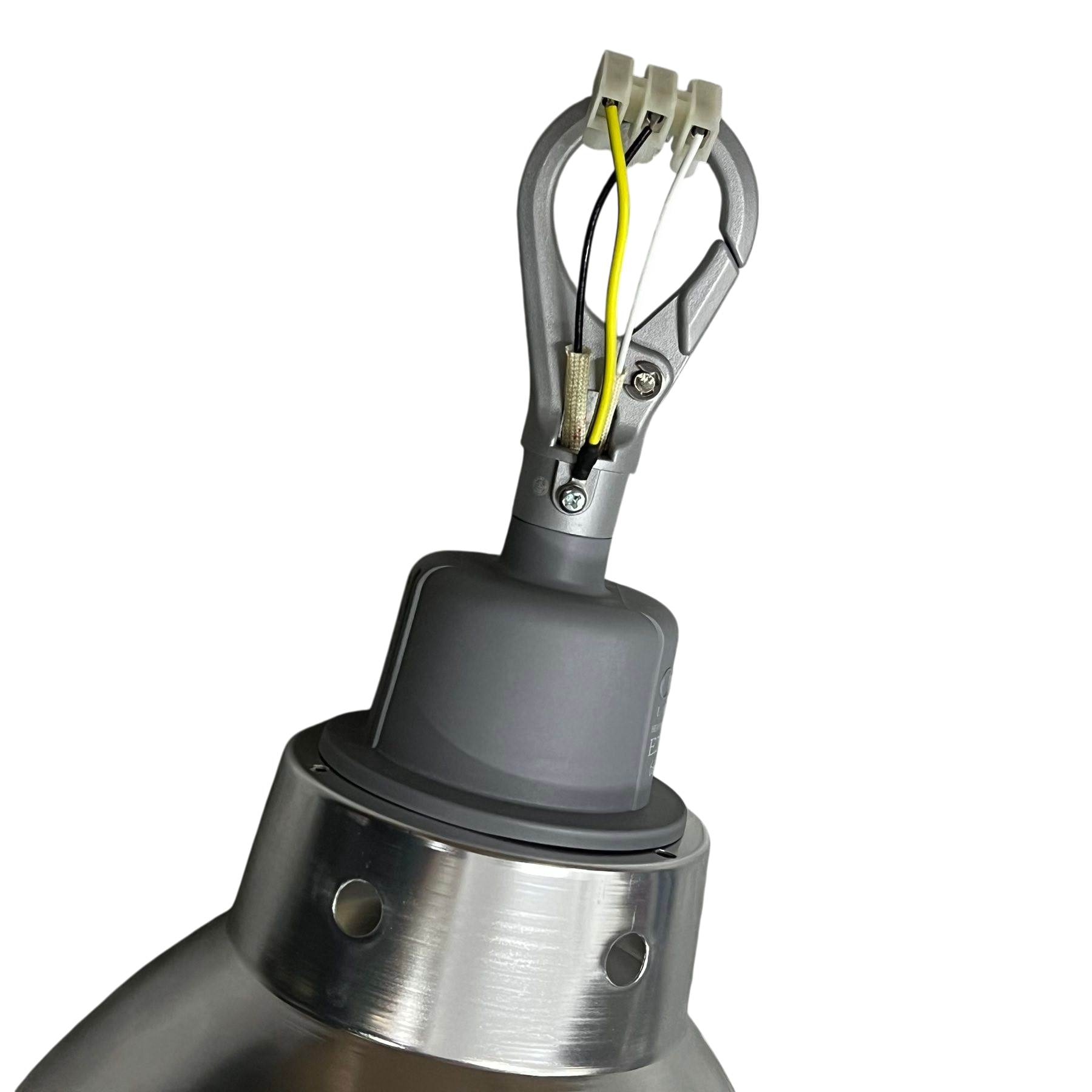 Biglite E27 socket hanging reflector with exposed wiring and metal housing for lighting installation