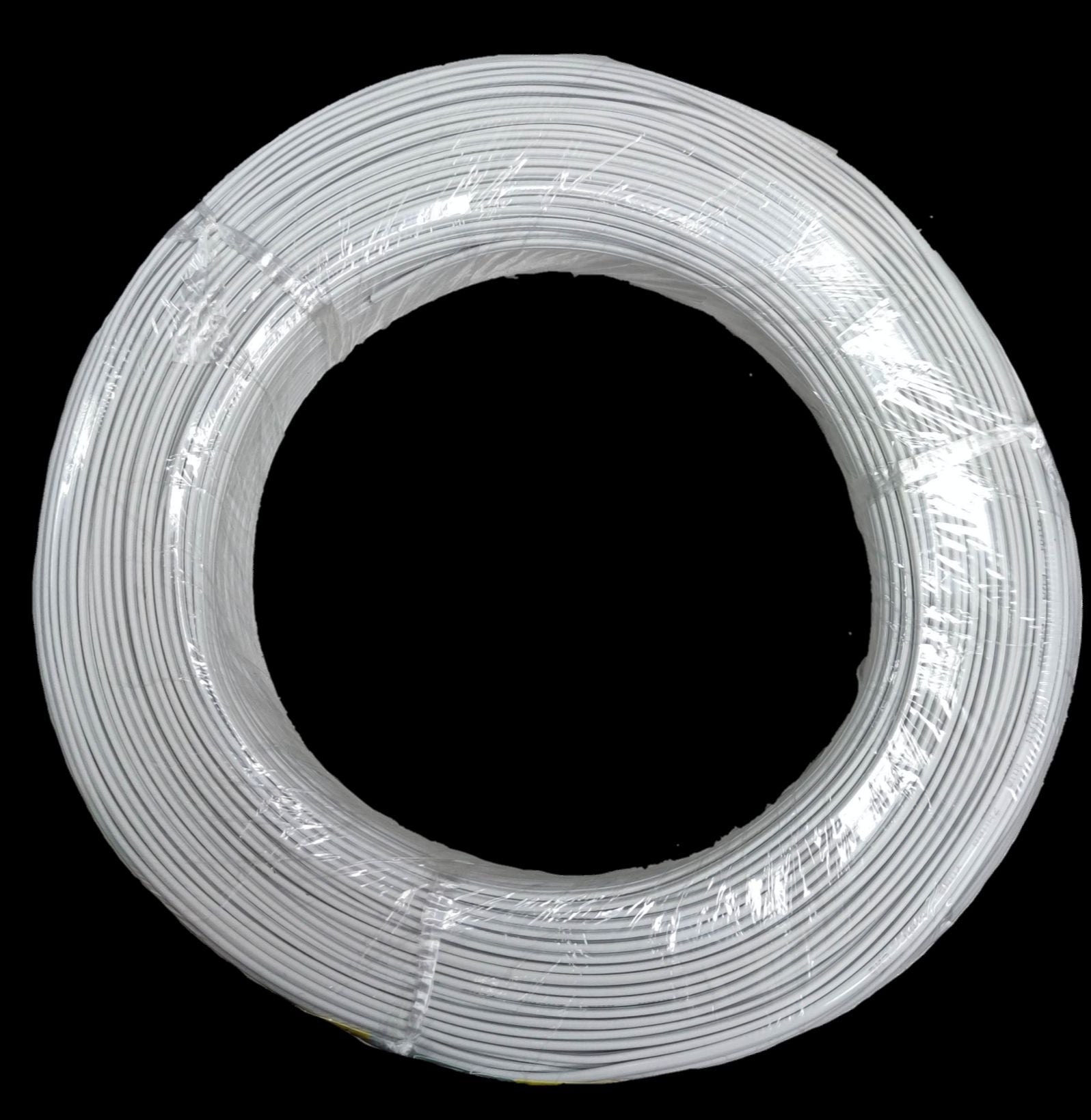 Coiled Extension Wire 2 Wire White Color AWG 26 neatly wrapped in plastic for electrical use