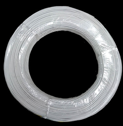 Coiled Extension Wire 2 Wire White Color AWG 26 neatly wrapped in plastic for electrical use