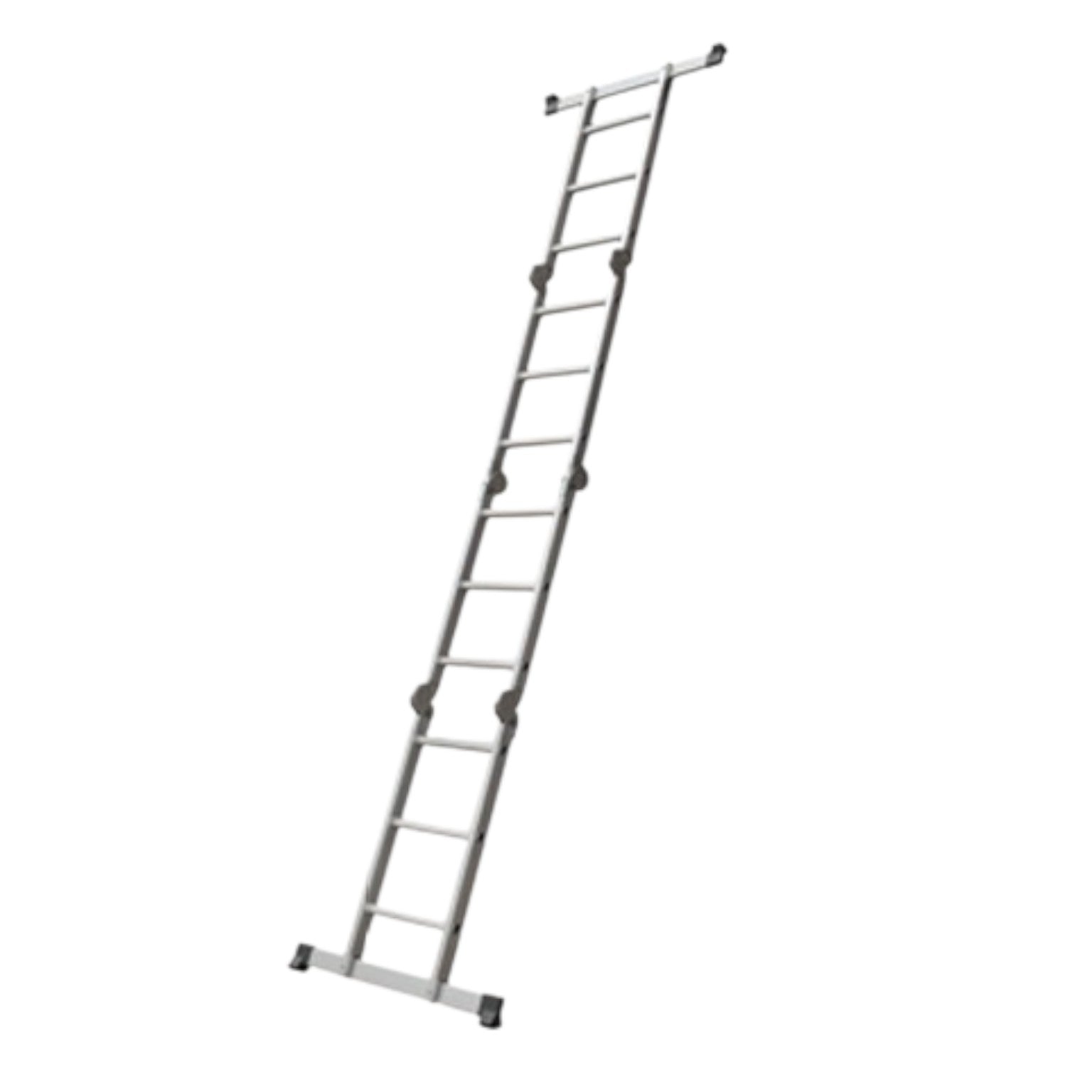 Butterfly foldable multi-purpose ladder 4x4 aluminum extension ladder extended with stabilizer bar and rubber feet