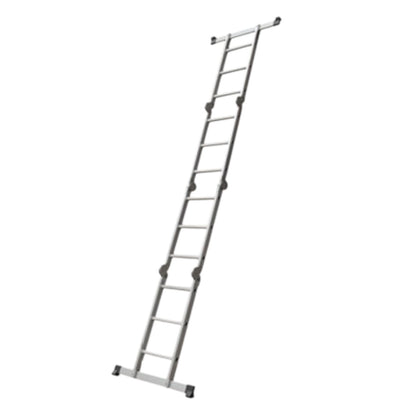 Butterfly foldable multi-purpose ladder 4x4 aluminum extension ladder extended with stabilizer bar and rubber feet