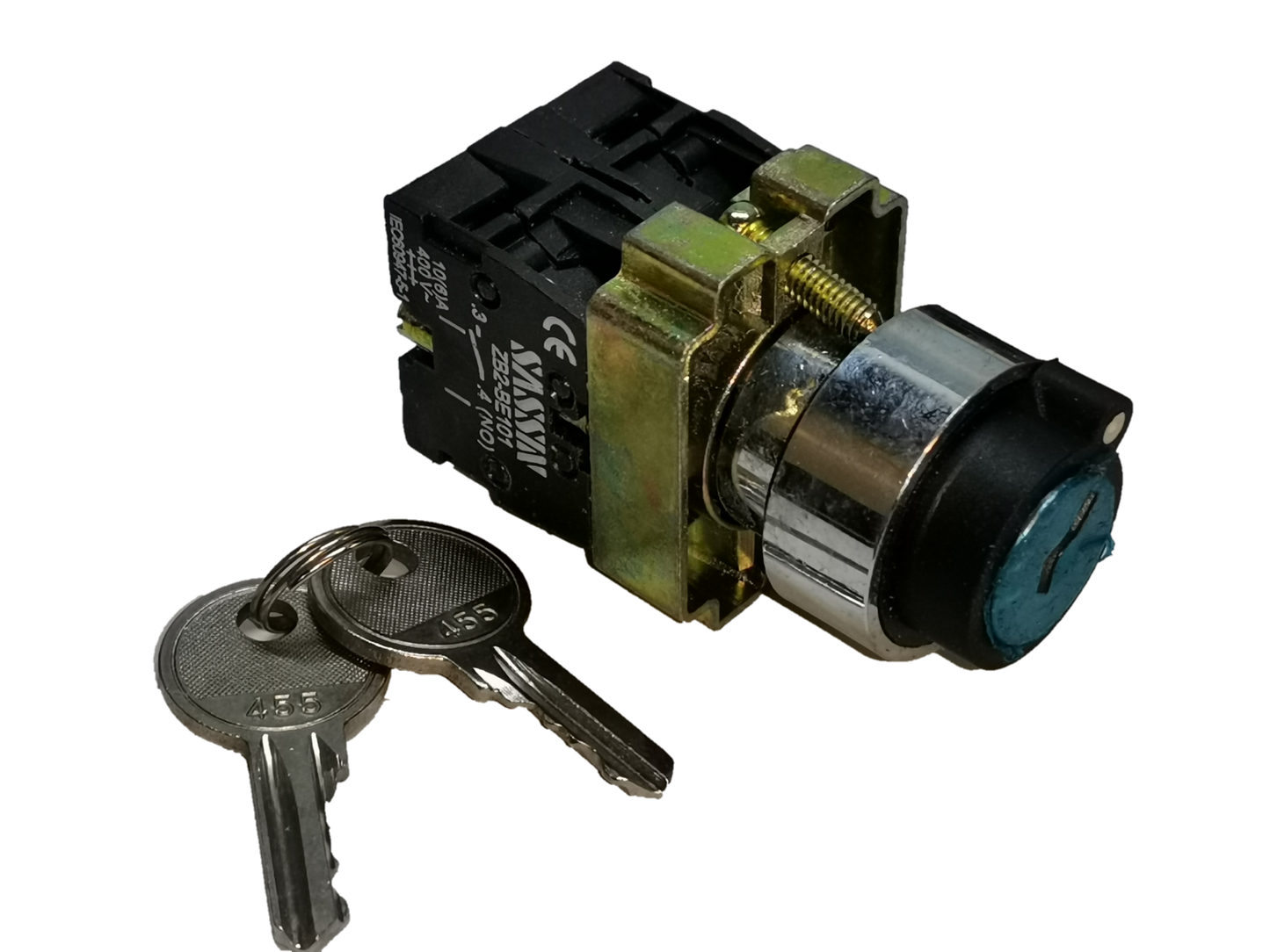 Sassin Key Operated Switch 3P 2NO with two metal keys for electrical control circuits
