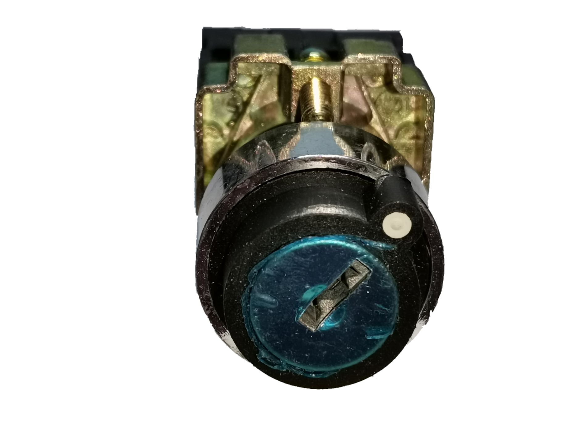 Sassin Key Operated Switch 3P 2NO electrical component with metallic contacts and blue key slot