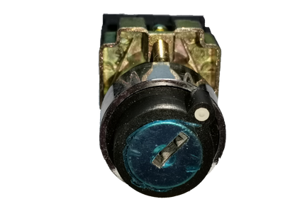 Sassin Key Operated Switch 3P 2NO electrical component with metallic contacts and blue key slot
