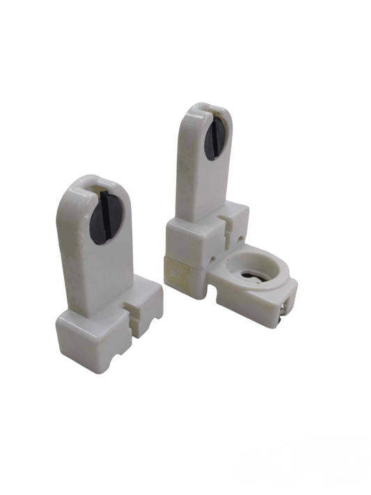 White L type fluorescent lamp holder pair for lighting installation and accessories