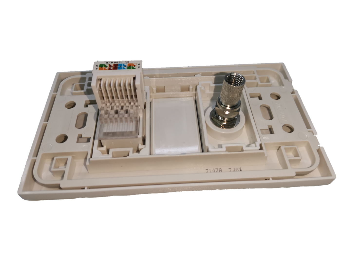 Royu electrical circuitry part featuring a LAN outlet and cable TV socket for home connectivity