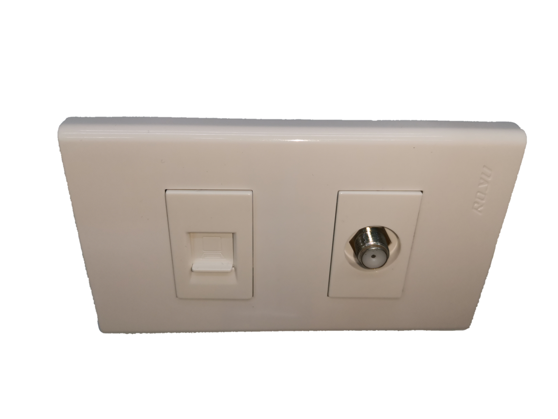 Royu electrical circuitry LAN outlet and cable TV socket wall plate in white