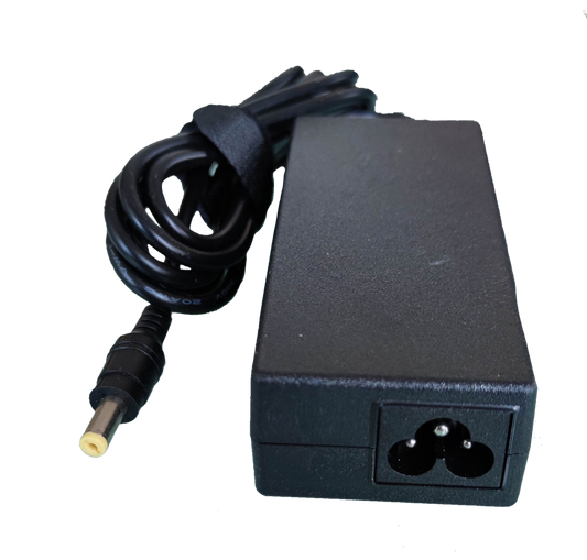 Sony laptop power supply adapter with attached power cord and black rectangular design