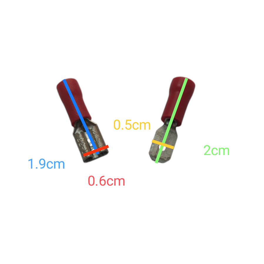 Lugs Male and Female 0.30mm to 1.25mm electrical connectors with red insulation sleeves