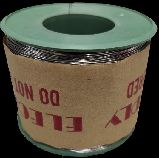 Grippes spool of Nichrome Wire AWG 21 - 50G on green plastic core with cardboard label