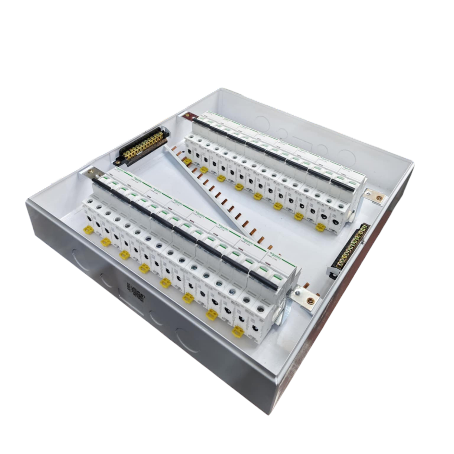 Schneider and ZY Panel Board 63A 2 Pole Main Miniature electrical circuitry and parts with multiple switches