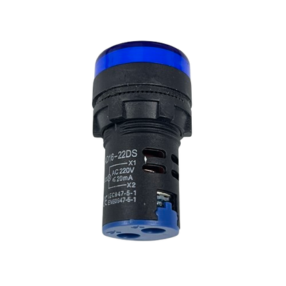Denko Pilot Light 220v BLUE 22mm panel mount blue indicator lamp with 22mm threaded housing
