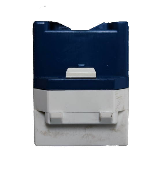 Panasonic Telephone 6P4C WEG2164 blue and white modular telephone jack insert front view for wall mounting