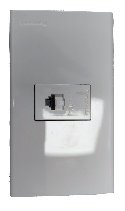 Panasonic white single port telephone modular jack with plate wall mount RJ11 connector for home use