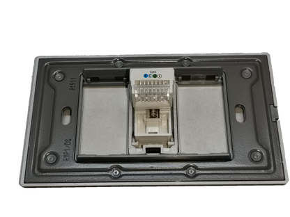 Royu Telephone Outlet with Plate Dark Gray showing rear view RJ11 jack and mounting plate