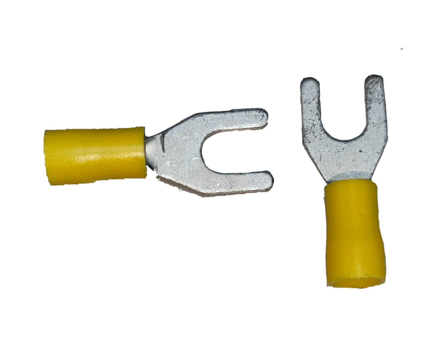 Local Terminal Lugs Y Type Yellow Insulation spade lugs pair for electrical circuitry wire connections