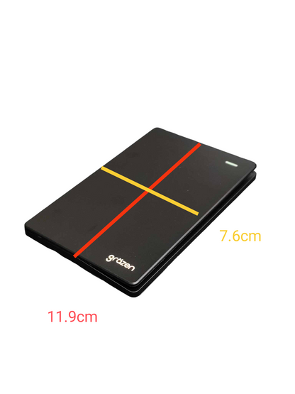 Grazen 1 gang 3 way switch with plate in sleek black design, measuring 11.9 cm by 7.6 cm