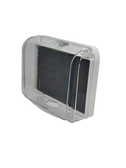 Grazen Weatherproof Duplex outlet 16A in a clear protective cover for outdoor use