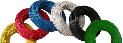 Colorful assortment of wires including green 100mm stranded electrical wire for various applications