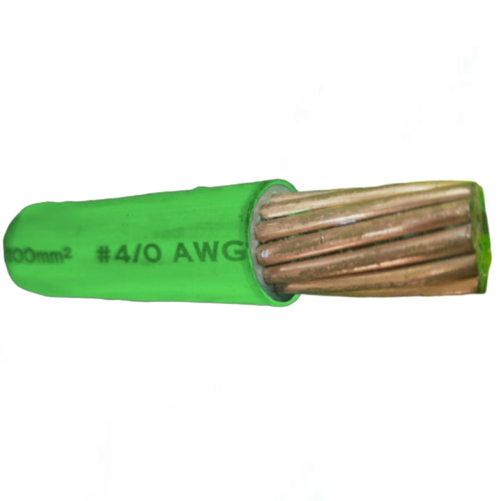 Green 100mm stranded electrical wire with durable insulation and copper conductors for reliable connections