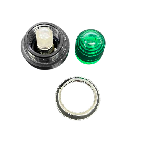 Auspicious Green 25mm Neon Pilot lamp 220V with a clear casing and green dome lens for visibility