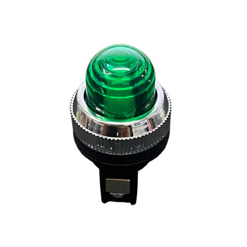 Auspicious Green 25mm Neon Pilot lamp 220V with a shiny dome and durable base for industrial use