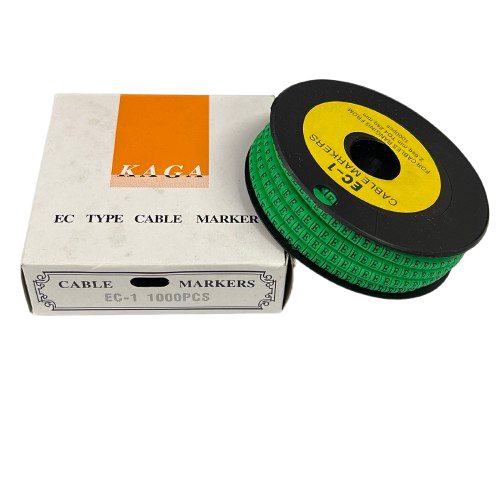 Green cable markers EC-1 1000pcs in a spool for organized cable management and easy identification