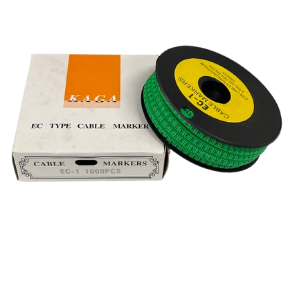 Green cable markers EC-1 1000pcs in a spool for organized cable management and easy identification