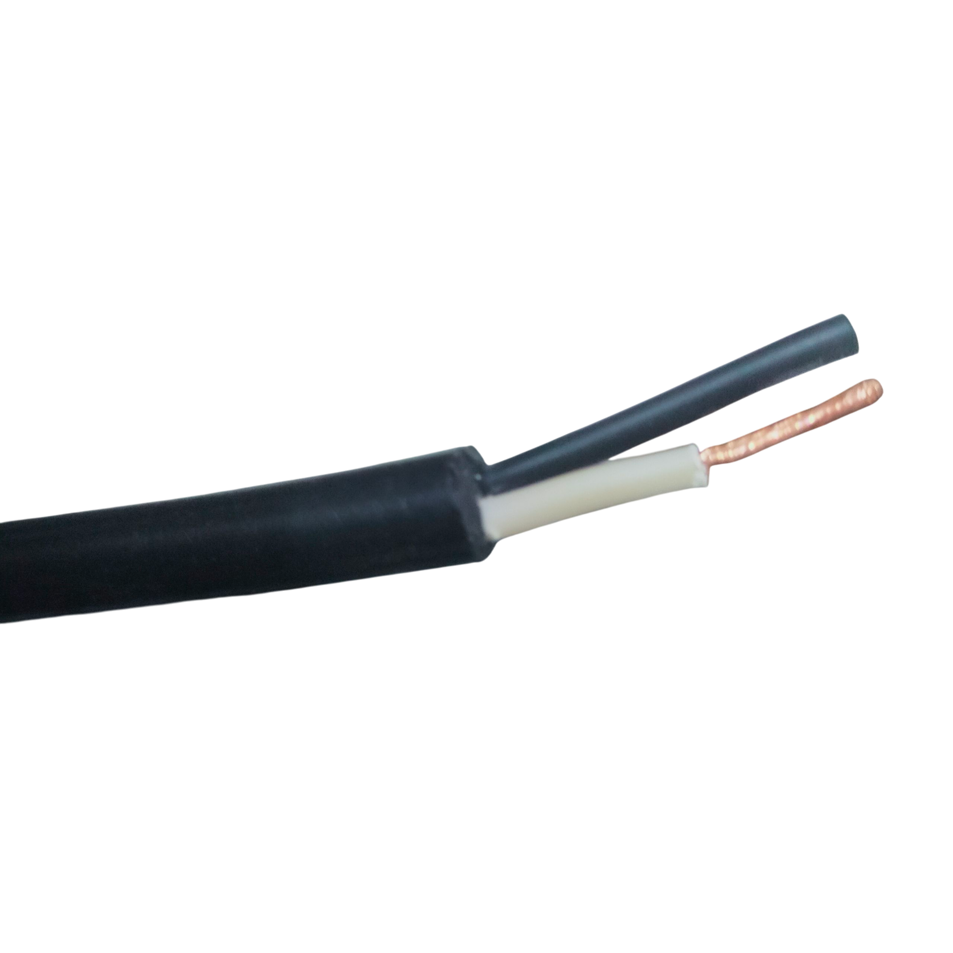 Boston Power Cable Perma Cord showing black insulated wires with exposed copper and white inner insulation