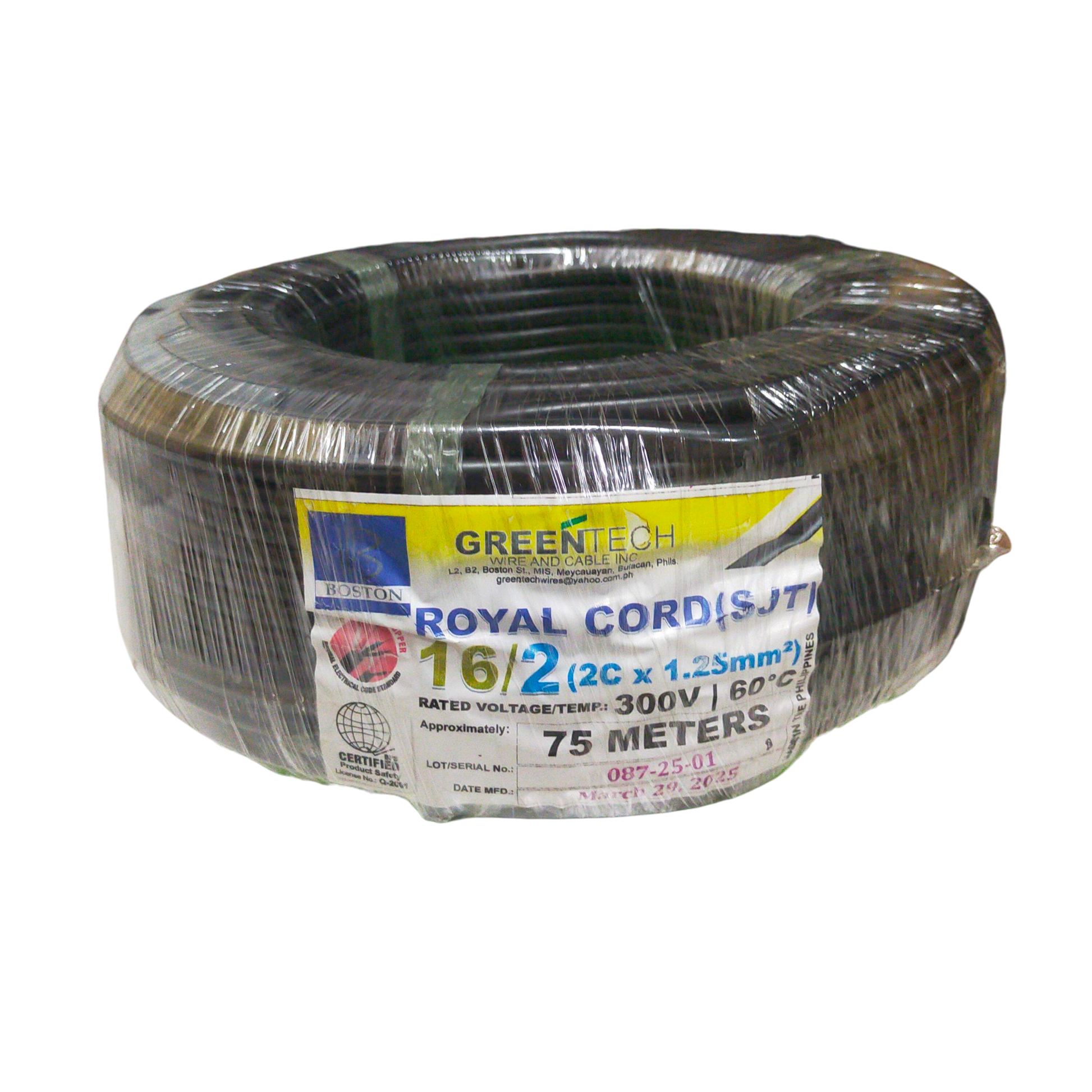 Boston Power Cable Perma Cord 75 meters black electrical wire roll for heavy-duty use