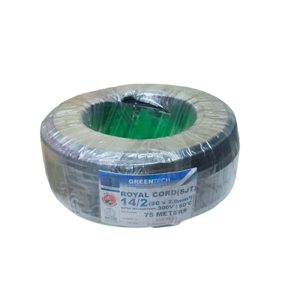 Boston spool of Royal Cord AWG 14 - 2 Core green insulated wire roll 75 meters wrapped