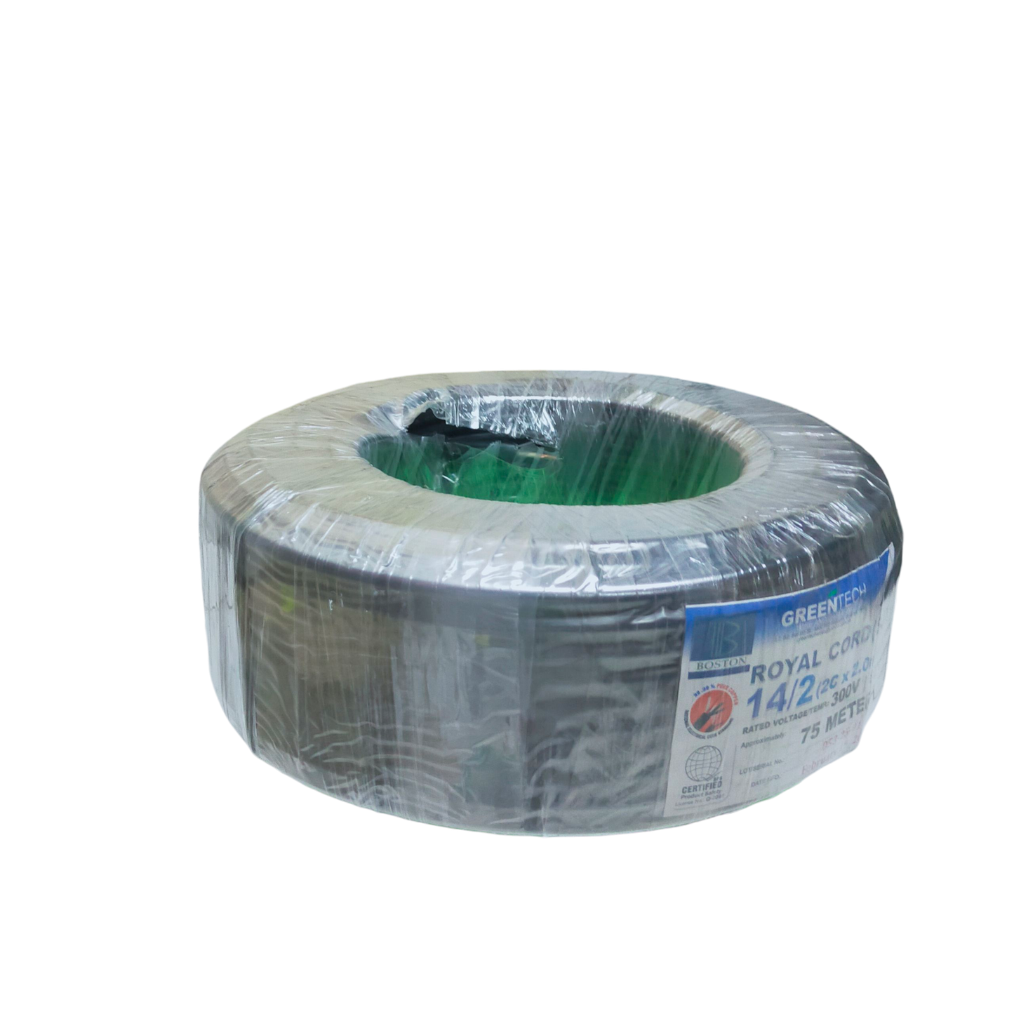 Boston coil of Royal Cord AWG 14 - 2 Core electrical wire wrapped in plastic for home wiring