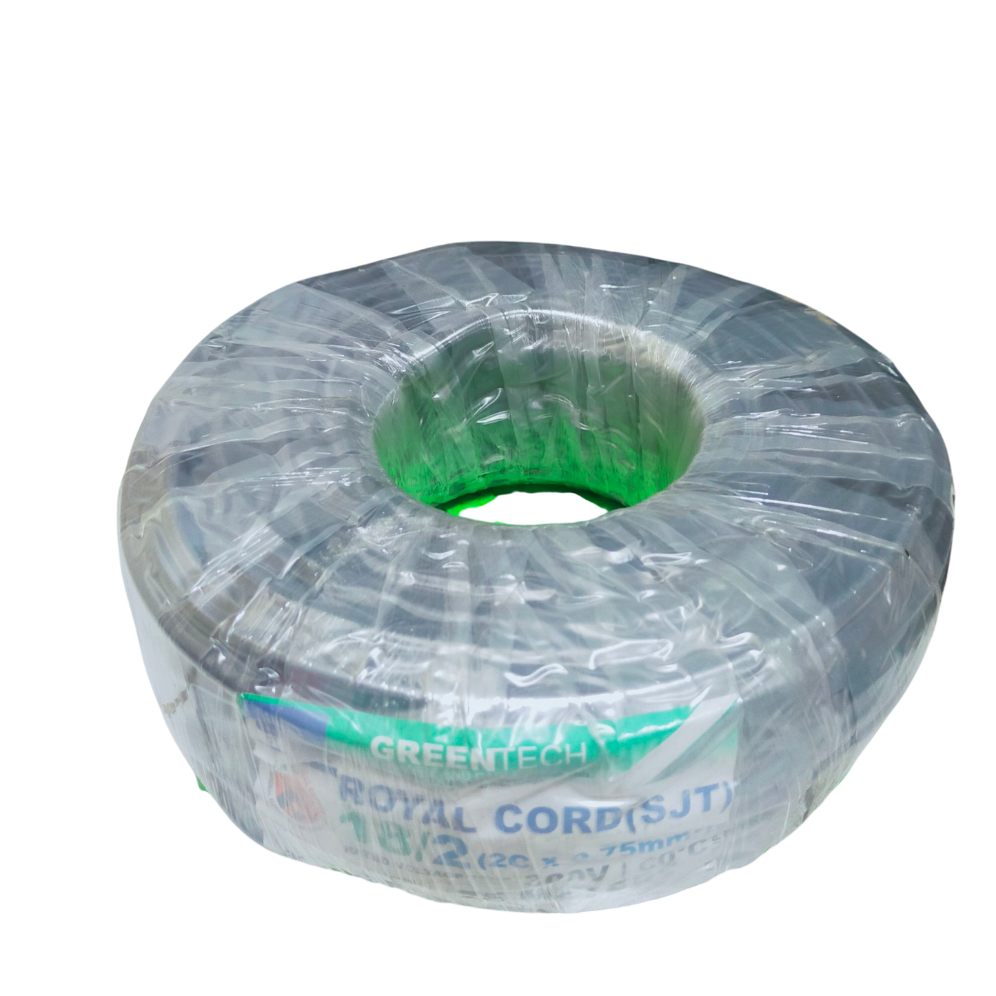 Boston coiled white insulated electrical cable wrapped in clear plastic packaging Royal Cord AWG16 - 2 Core for appliances