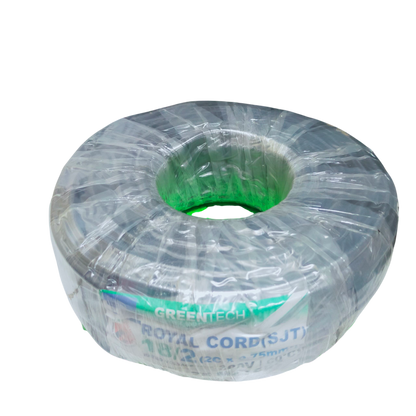 Boston coiled white insulated electrical cable wrapped in clear plastic packaging Royal Cord AWG16 - 2 Core for appliances