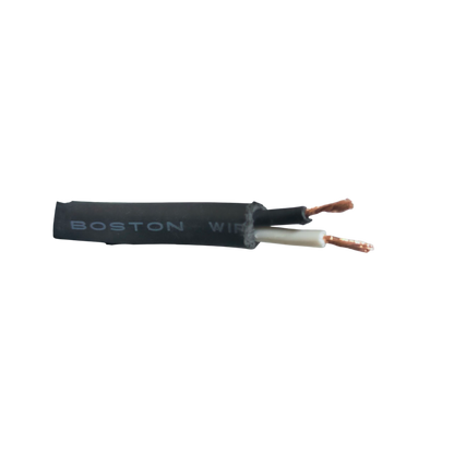 Boston black speaker cable showing two copper conductors with white and black insulation Royal Cord AWG16 - 2 Core