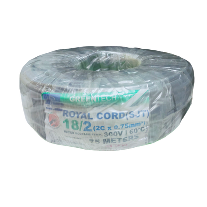 Boston wrapped spool of insulated two core cable on plastic reel, Royal Cord AWG16 - 2 Core