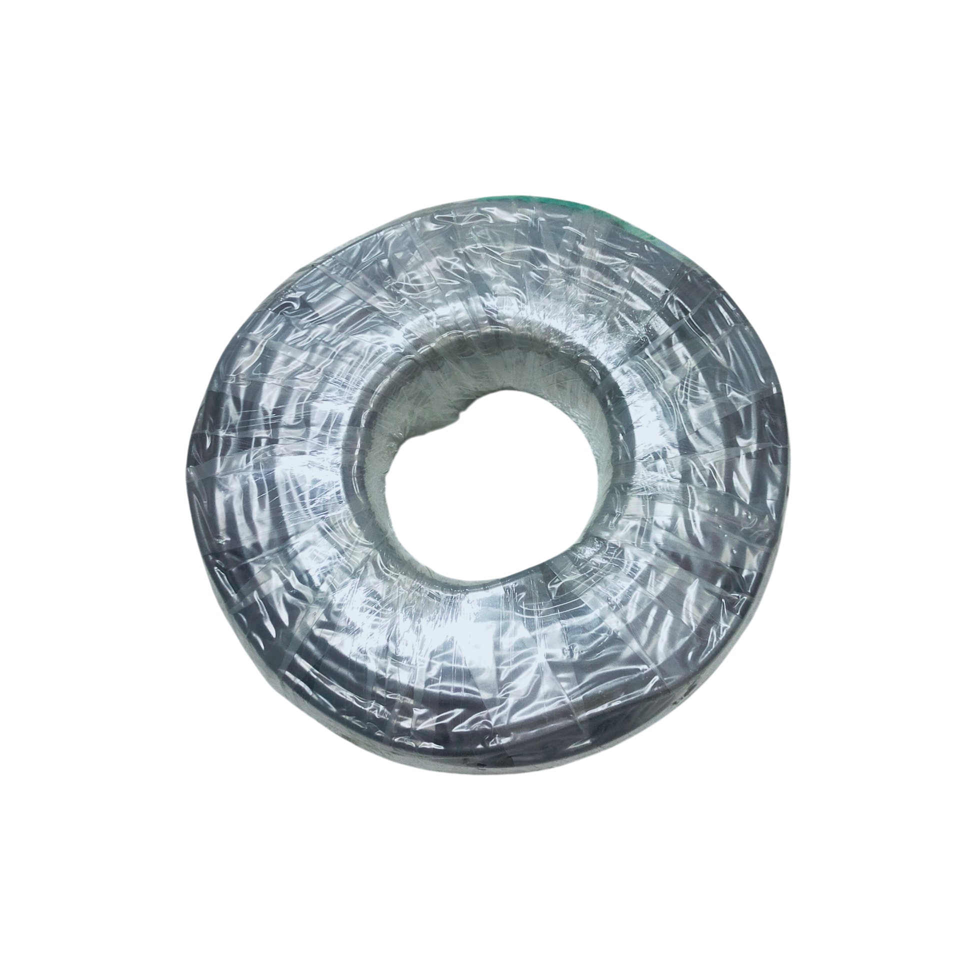 Boston coiled clear cable roll wrapped in plastic top view with hollow center Royal Cord AWG16 - 2 Core electrical wire